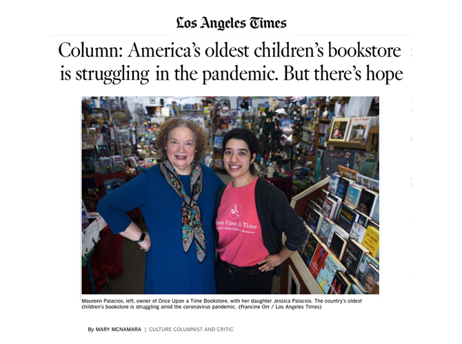 Screenshot of Los Angeles Times Column: America's oldest children's books is struggling in the pandemic. But there's hope by Mary McNamara